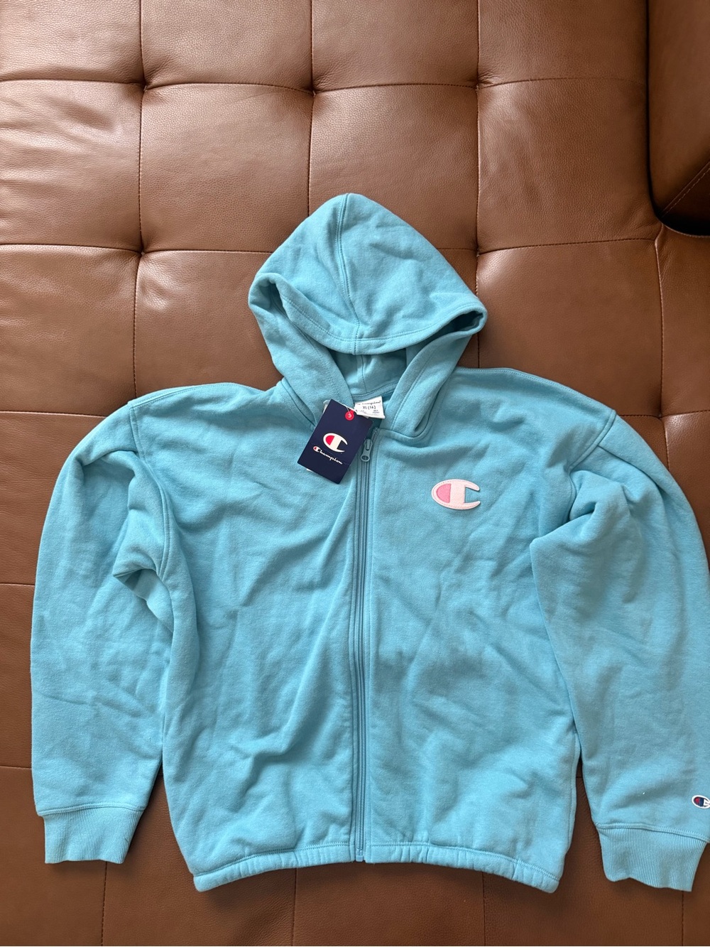 NWT Champion Girls Full Zip Hooded Fleece Hoodie in Blue Size 16